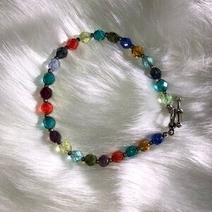 Glass bead multi colored bracelet  .925